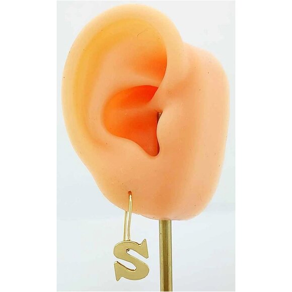 Solid Initial "S" *Single* Earring 10k Yellow Gold - Picture 4 of 4